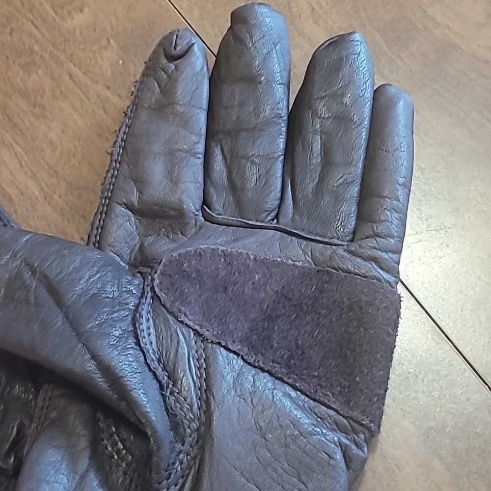 Women's Brown‎ Leather Gloves Size L/XL very good pre-owned Condition